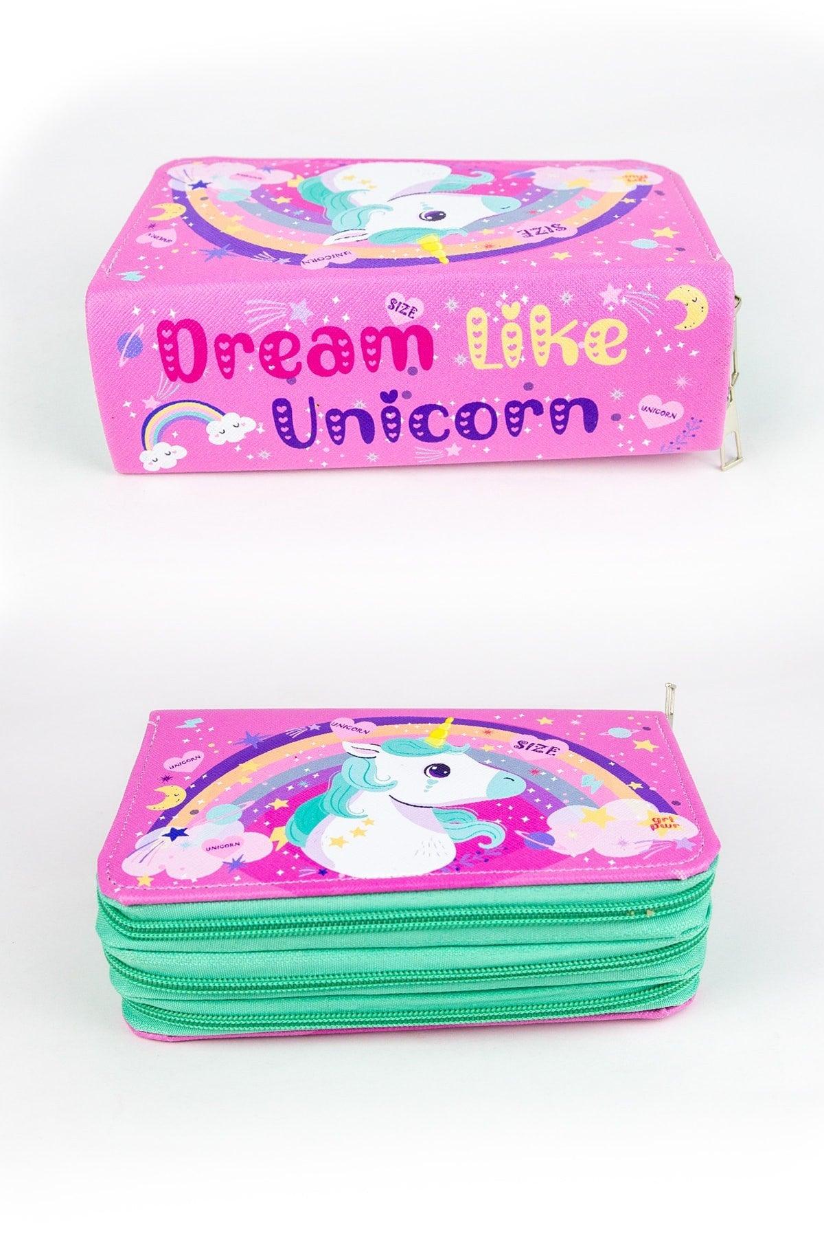 Unicorn Three Compartment Pencil Case