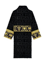 Unisex Black Patterned Bathrobe