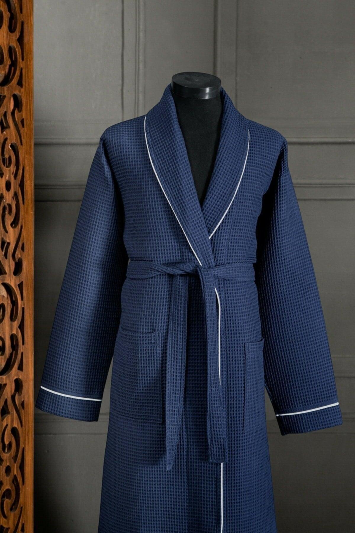 Unisex Soho Pique Bathrobe Navy