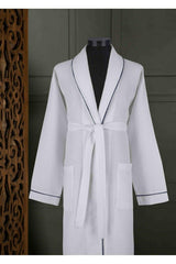 Unisex Soho Pique Bathrobe White - Swordslife