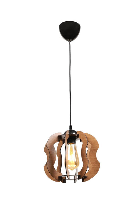 Urla Single Walnut Wooden Chandelier No:3 - Swordslife