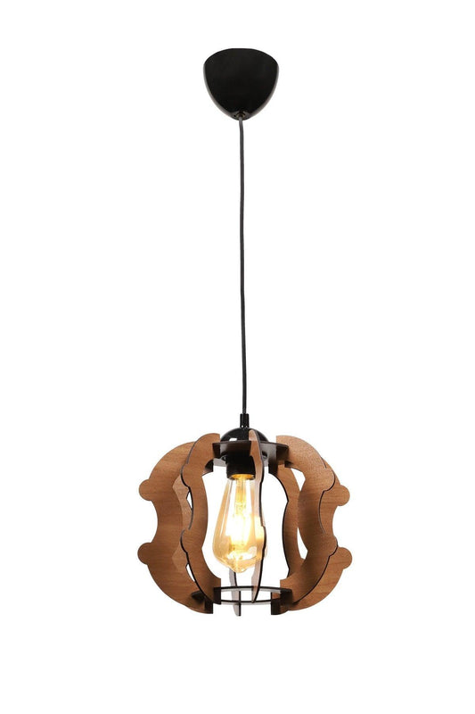 Urla Single Walnut Wooden Chandelier No:4 - Swordslife