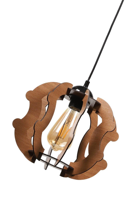 Urla Single Walnut Wooden Chandelier No:4 - Swordslife