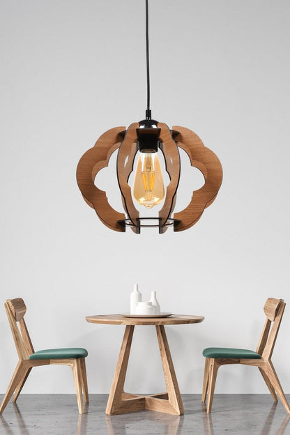 Urla Single Walnut Wooden Chandelier No:5 - Swordslife