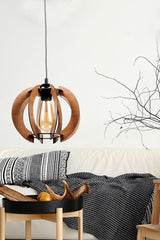 Urla Single Walnut Wooden Chandelier No:6 - Swordslife