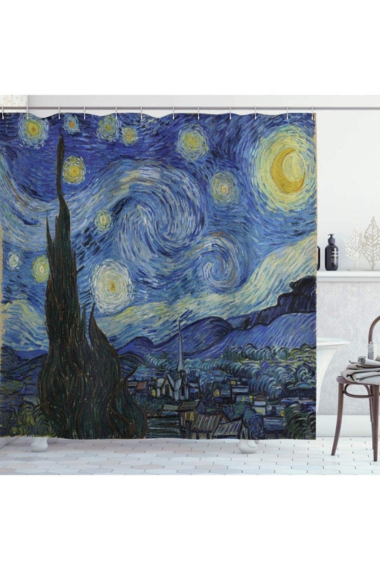 Van Gogh The Starry Night Patterned Shower Curtain