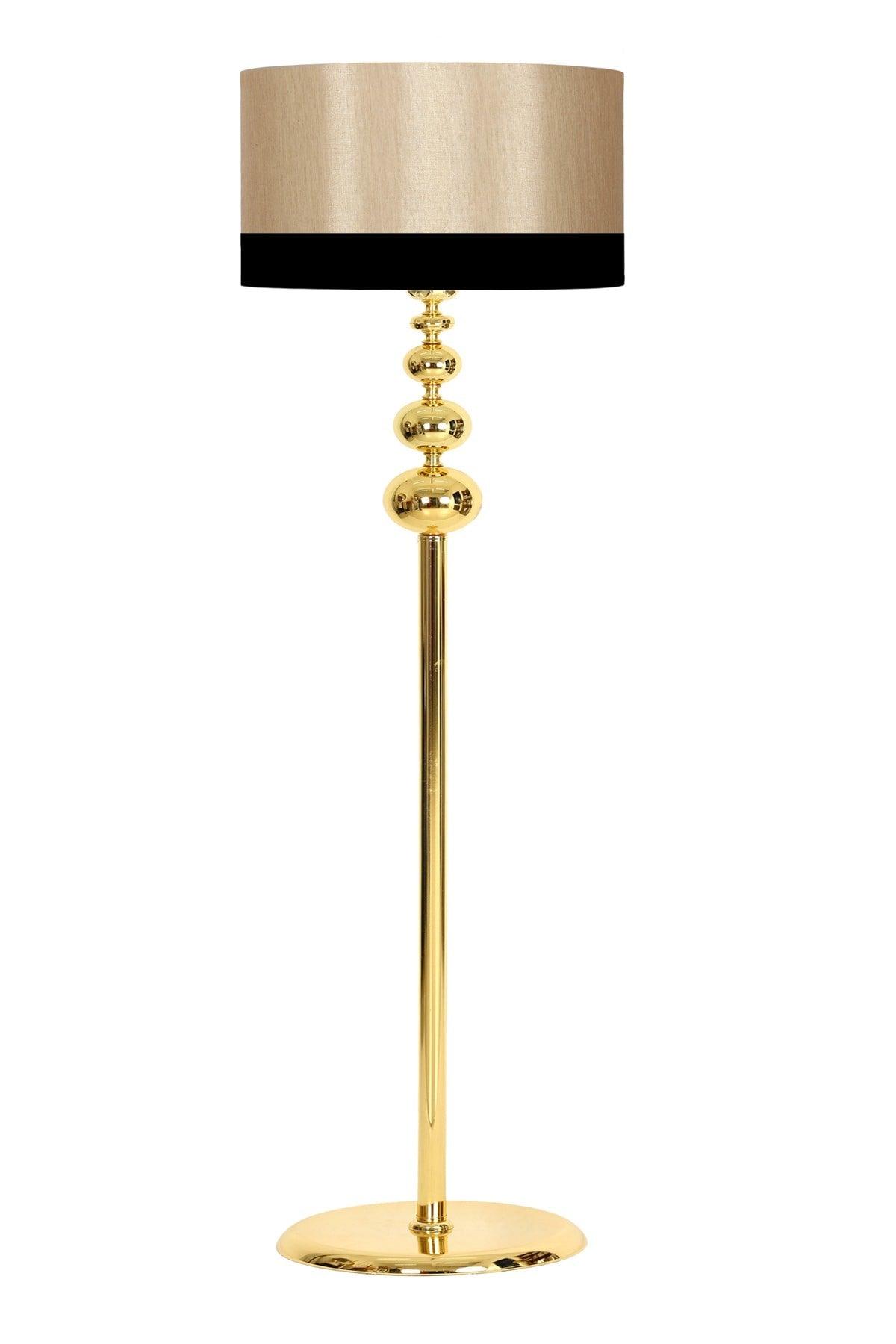 Vega Gold Plated Triple Globe Flat Metal Floor Lamp - Mataro Black - Swordslife