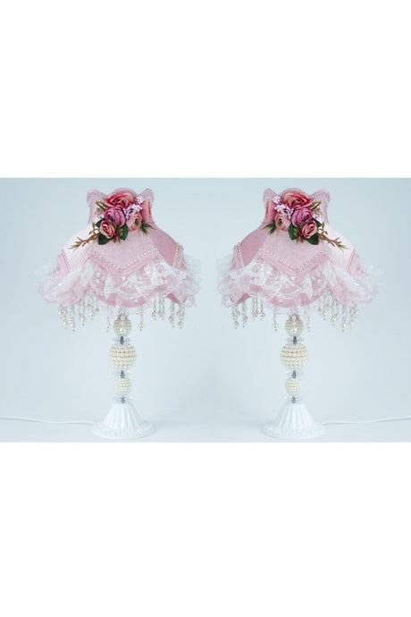 Velvet Covered Floral Decor Light Pink Lampshade - Swordslife