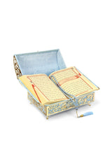 Velvet Covered Holy Quran Set with Treasure Chest Blue - Swordslife