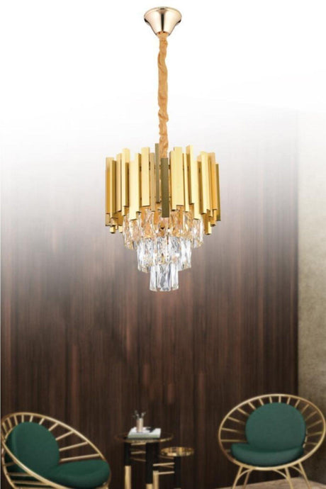 Vera 30' Gold Square Stone Crystal Stone Chandelier - Swordslife