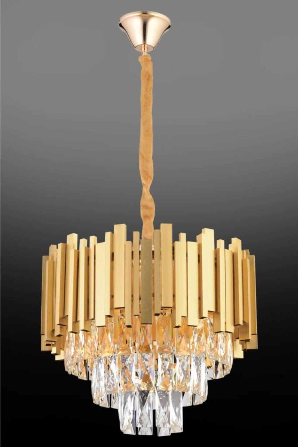 Vera 40' Gold Square Crystal Stone Chandelier - Swordslife