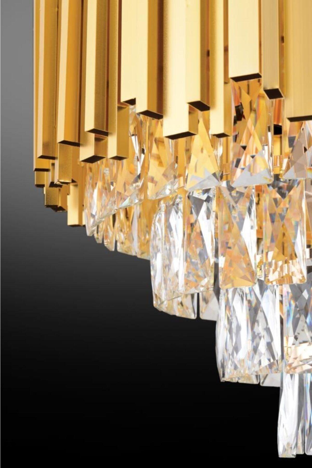 Vera 50' Gold Square Crystal Stone Chandelier - Swordslife