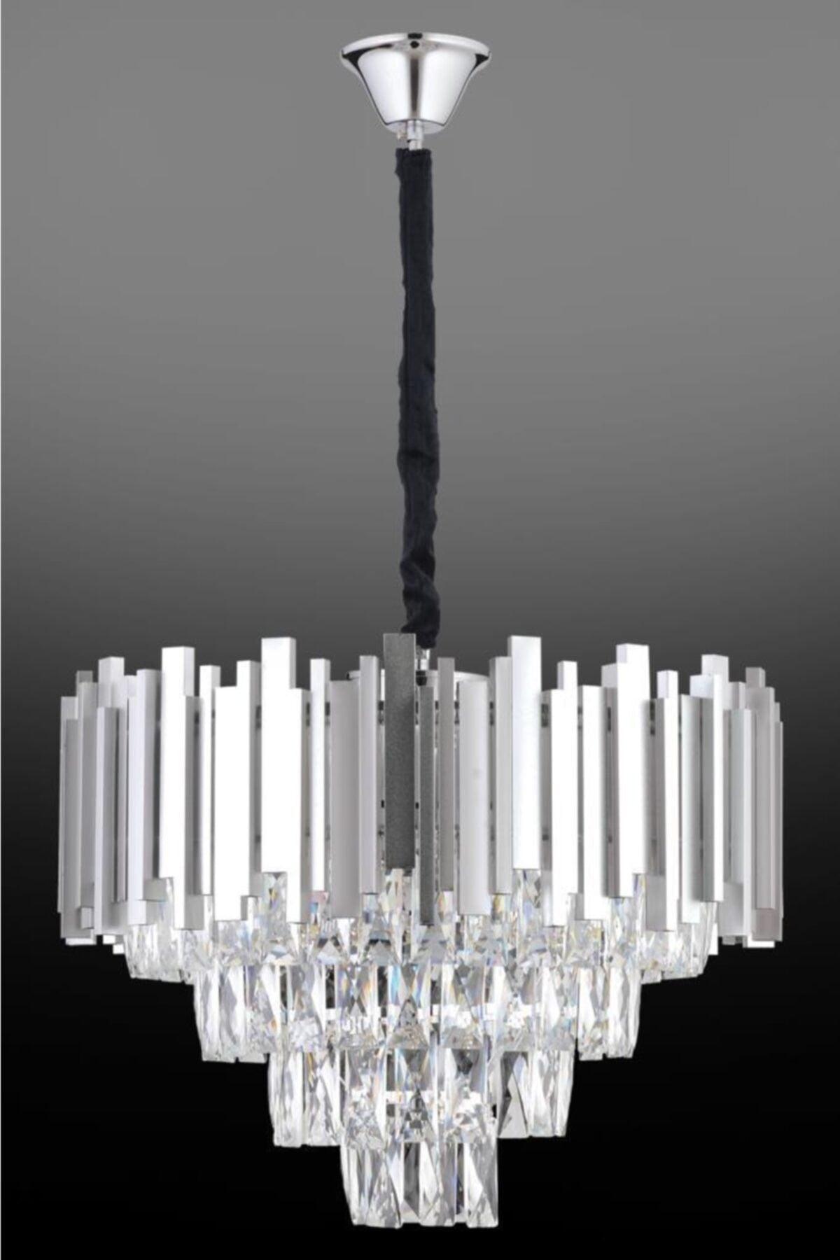 Vera 50 Sterling Silver Crystal Square Stone Chandelier - Swordslife