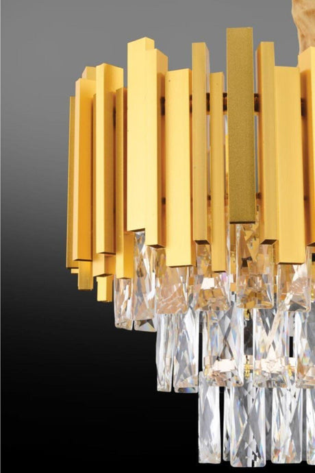 Vera Gold Dining Table Square Crystal Stone Chandelier - Swordslife