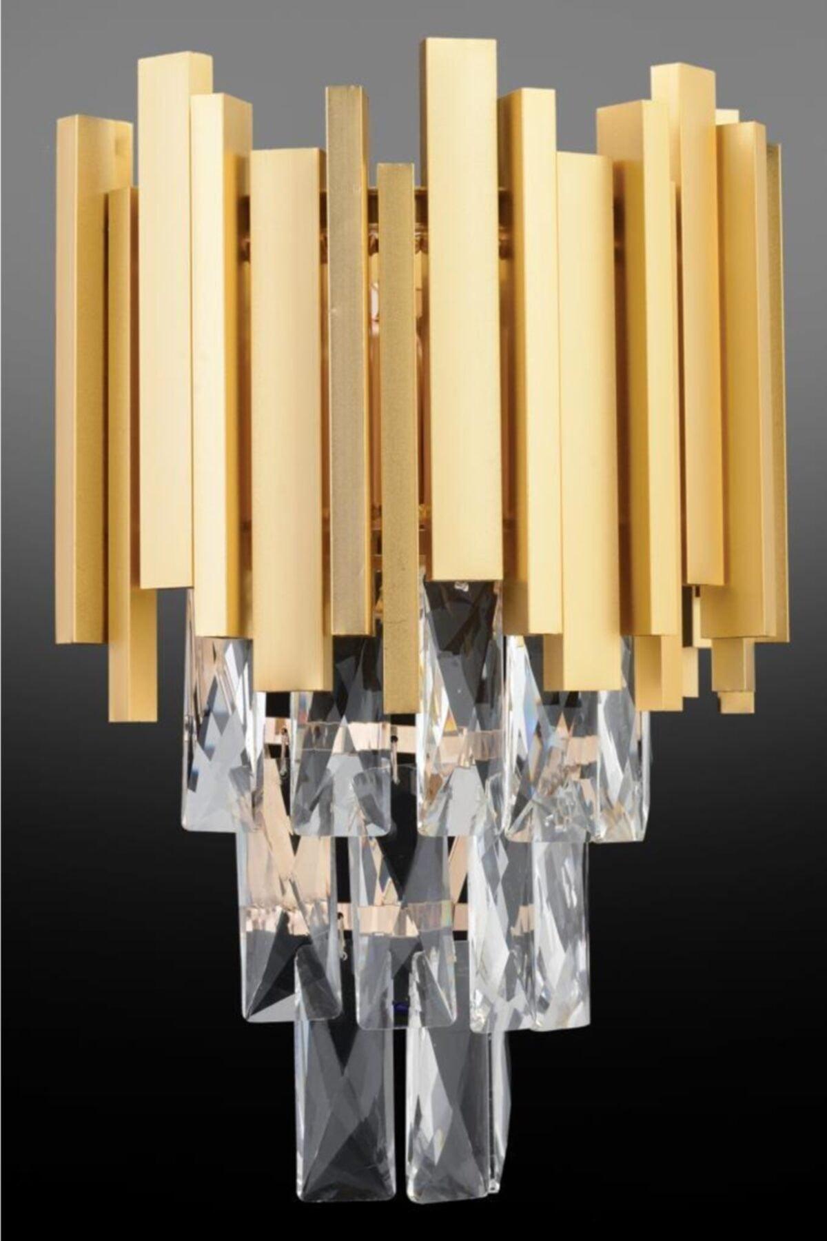 Vera Gold Square Crystal Stone Wall Sconce - Swordslife