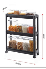 Vera Home Rolling Shelving Unit 3 Tiers Black Bathroom Shelf Kitchen Shelf - Swordslife