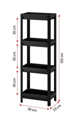 Vesken 2-Tier Set 4-Tier Bathroom Shelf And 3-Tier Slim Shelf Unit With Wheels Black - Swordslife