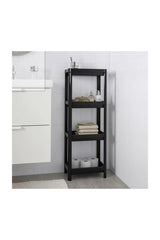 Vesken 3 Tiers Black Partitioned Bathroom Shelf