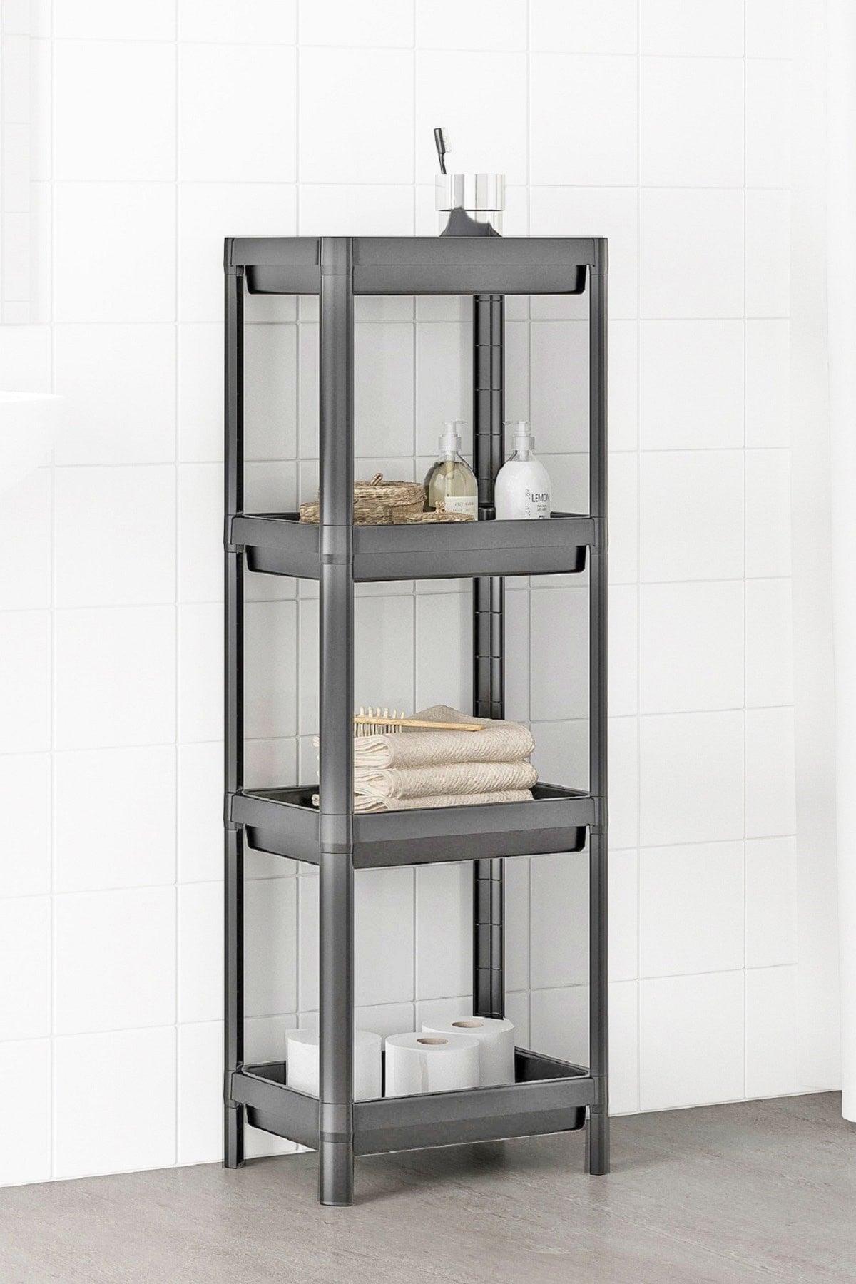 Vesken 4 Tiers Bathroom Shelving Unit Gray Bathroom