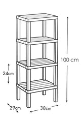 Vesken Ombeg 4 Ebenen Ahşap Aussehen Kunststoff Rack Unit Badezimmer Küche Regal Salon weiß Organizer - Swordslife