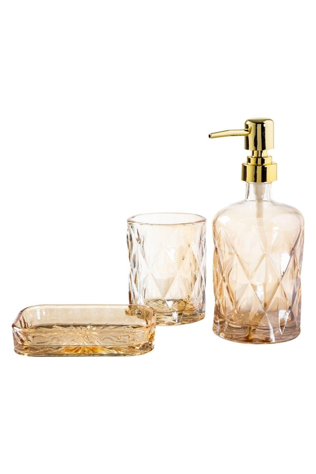 Vidrio 3 Pcs Bathroom Set Amber - Swordslife