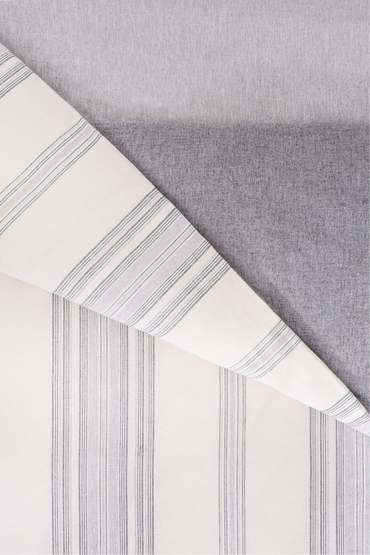 Viento Duvet Cover Set Cotton Polyester Gray Navy Blue Striped Anthracite Oversized 9517a - Swordslife