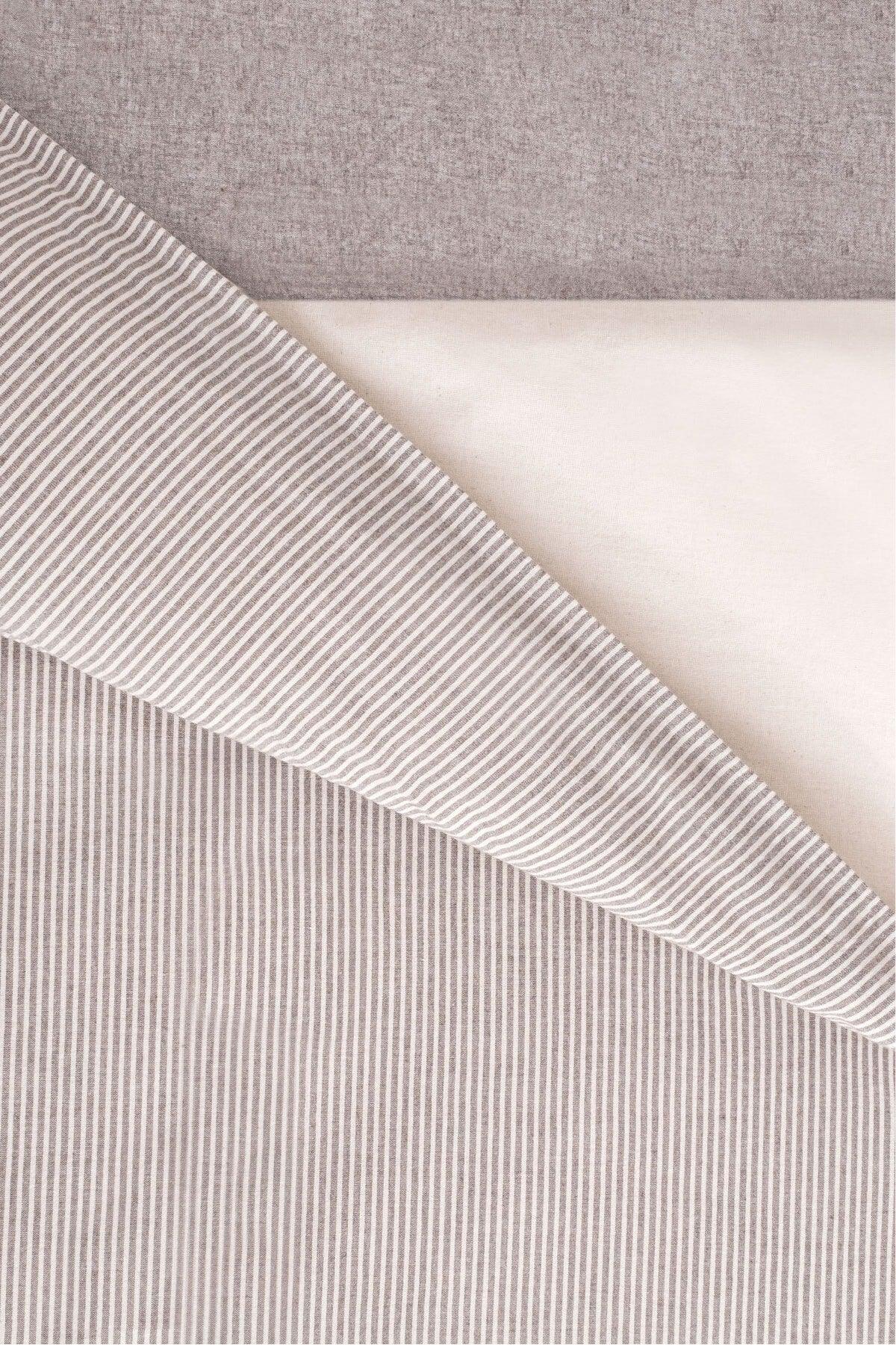 Viento Duvet Cover Set Cotton Polyester Brown Ecru Striped Single Single 9518a - Swordslife