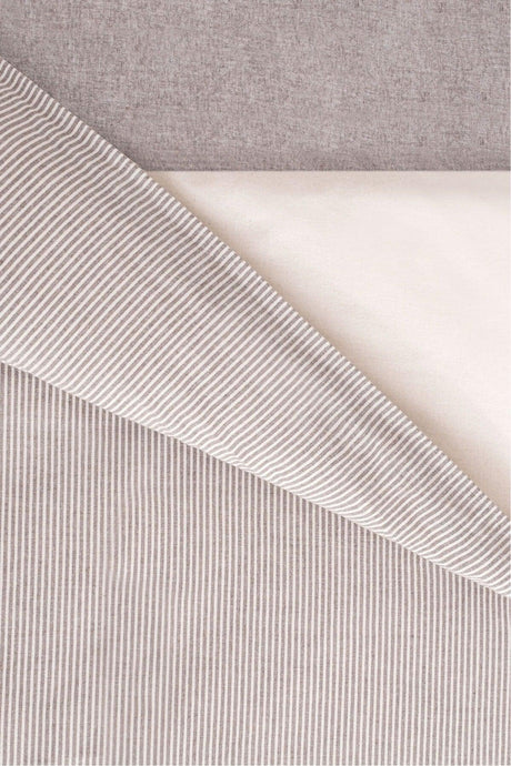 Viento Duvet Cover Set Cotton Polyester Brown Ecru Striped Single Single 9518a - Swordslife