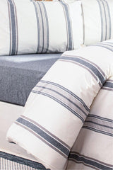 Viento Duvet Cover Set Cotton Polyester Navy Blue Coffee Striped Navy Blue Single 9506a - Swordslife