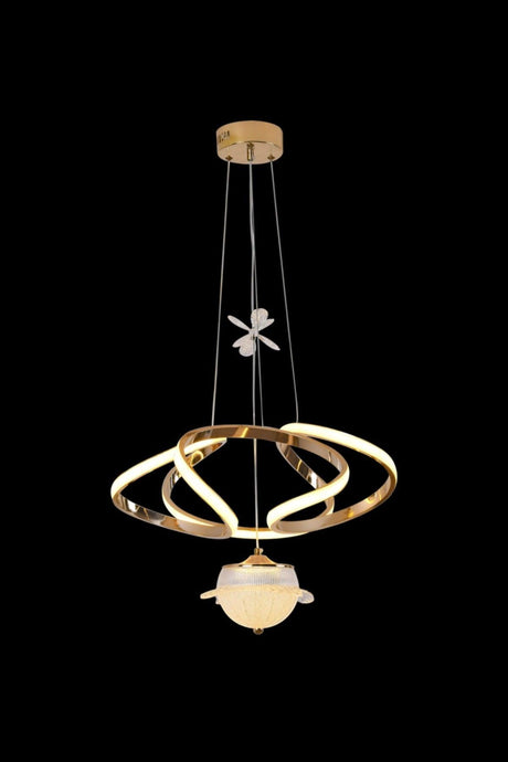 Viola Crystal Stone Detailed 3 Colors Yellow Led Pendant Lamp Chandelier - Swordslife