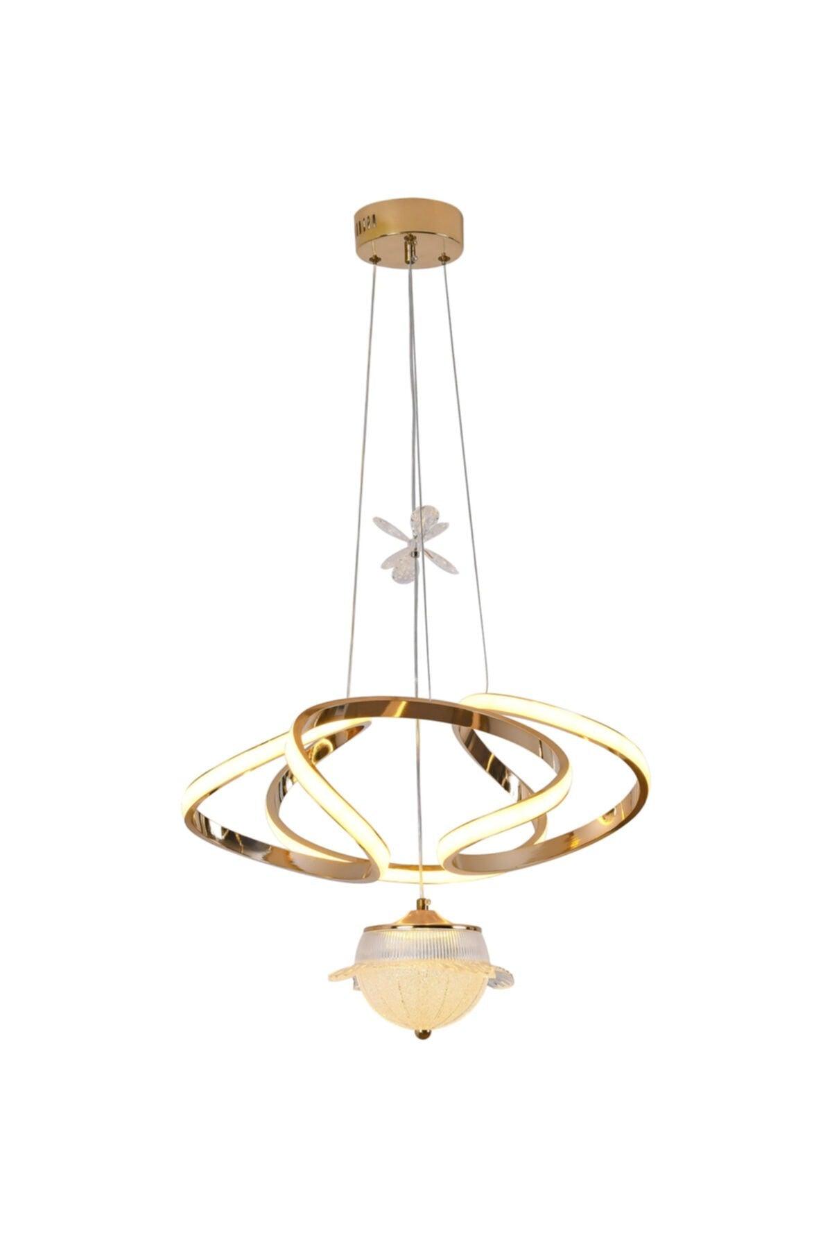 Viola Crystal Stone Detailed 3 Colors Yellow Led Pendant Lamp Chandelier - Swordslife