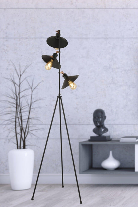 Violet 3Lu Black Modern Design Retro 3-Legged Lampshade Lamp Metal Floor Lamp - Swordslife