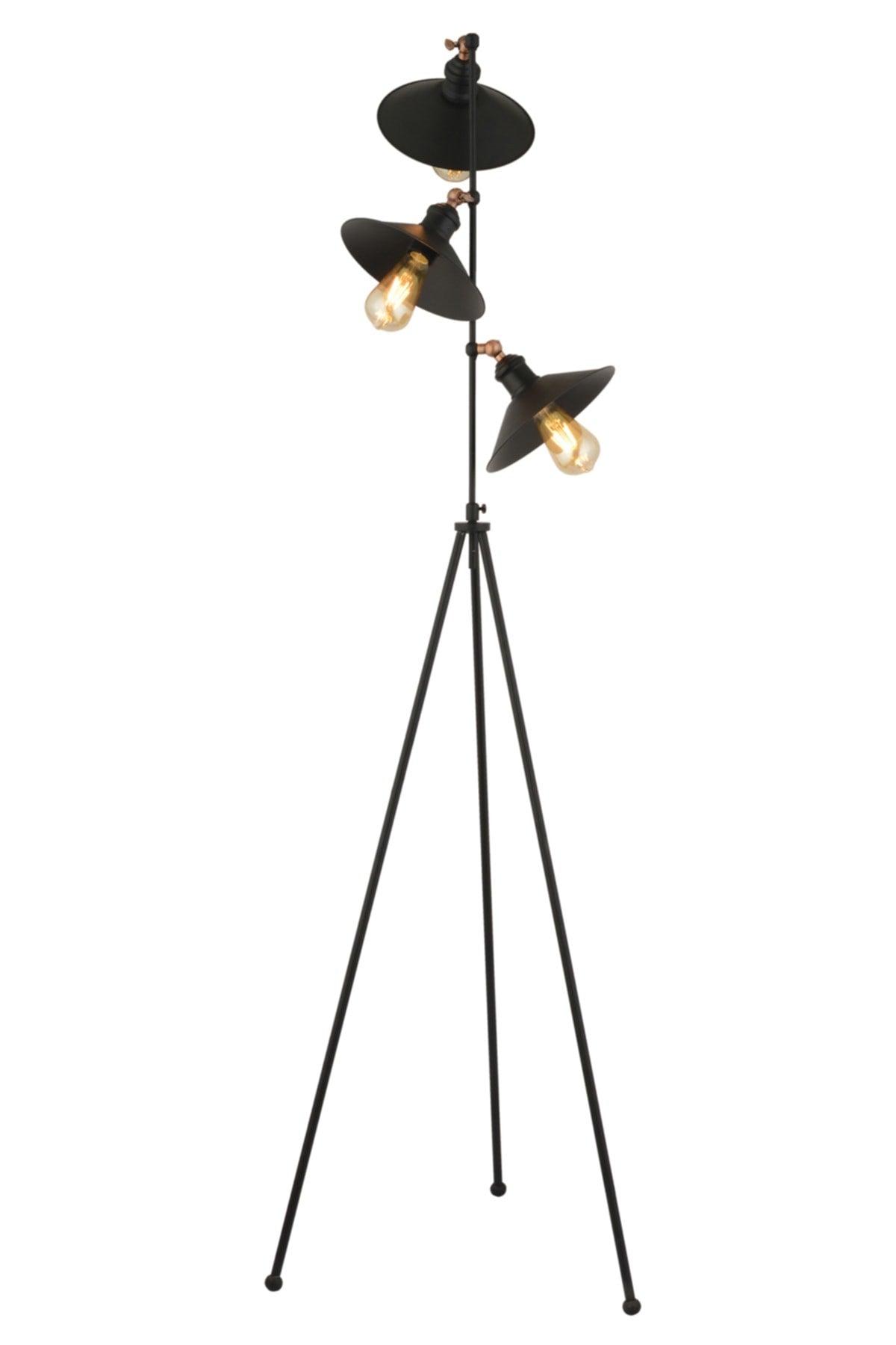 Violet 3Lu Black Modern Design Retro 3-Legged Lampshade Lamp Metal Floor Lamp - Swordslife