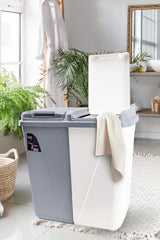 Violet 60 Liter Laundry Basket With Two Eyes Grey-white - Swordslife