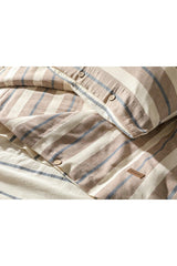 Vittate Natural Yarn Dyed Double Duvet Cover Set 200x220 Cm Brown – Navy Blue - Swordslife