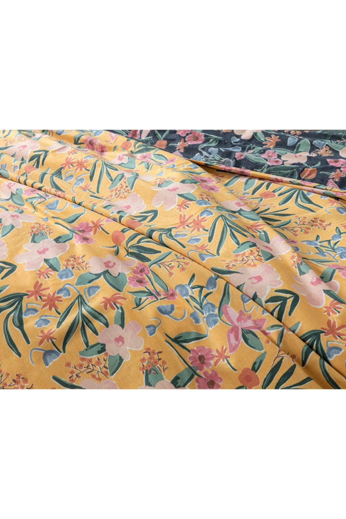 Vivacity Bloom Cotton Double Duvet Cover Set 200x220 Cm Yellow - Swordslife