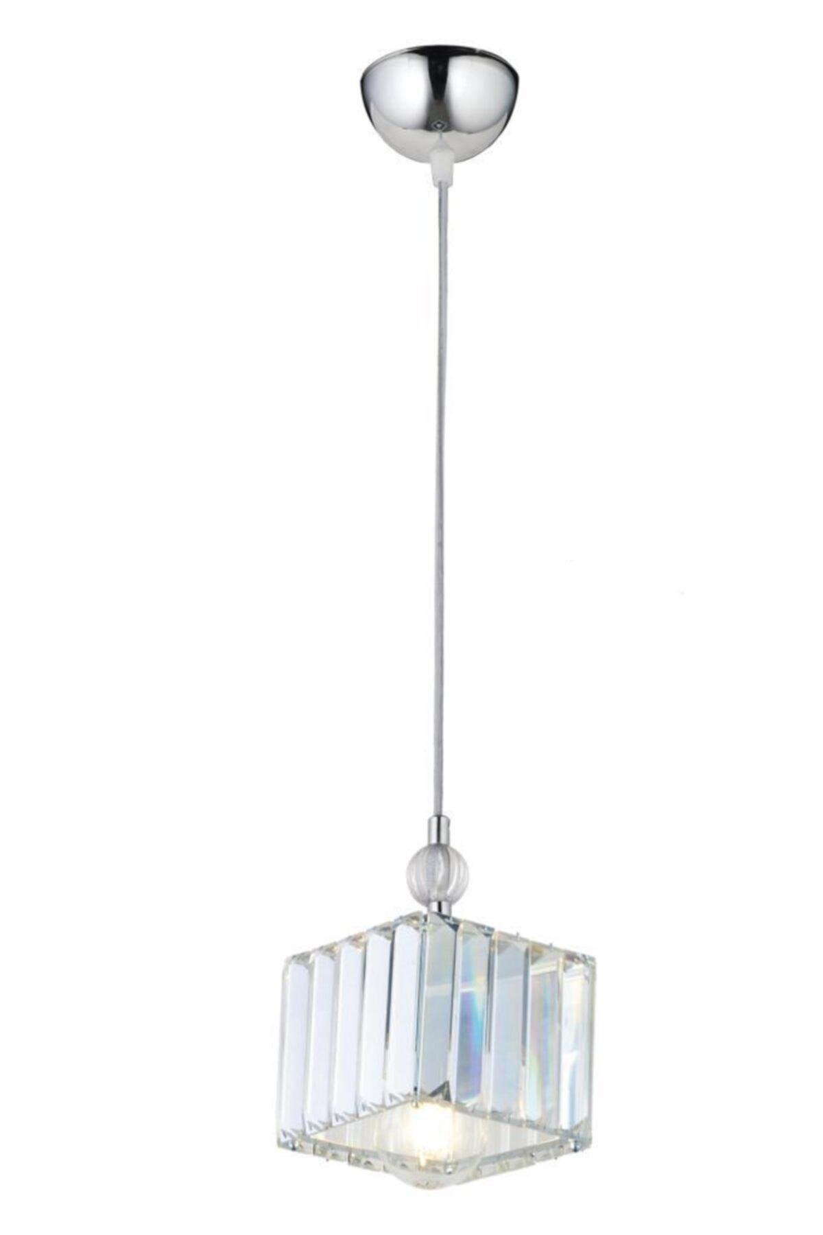 Dolunay Single K-10 Chrome Stone Installation Chandelier