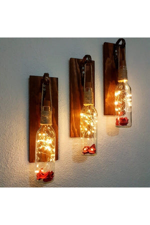 Wall Decoration Set of 3 Decorative Fairy Led Cafe Office Hall Hallway Home Gift Walnut Color Wall Decoration - Swordslife