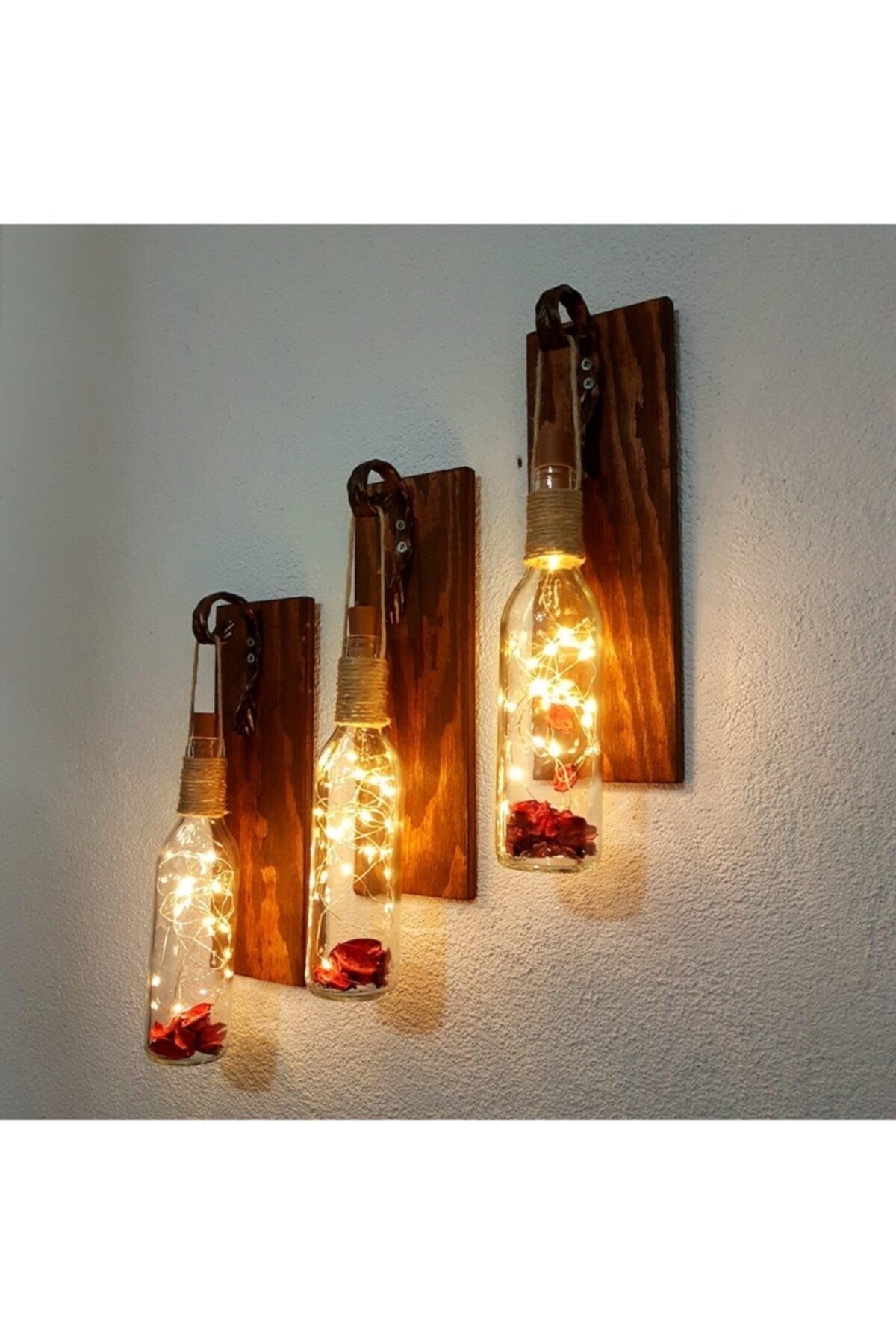 Wall Decoration Set of 3 Decorative Fairy Led Cafe Office Hall Hallway Home Gift Walnut Color Wall Decoration - Swordslife