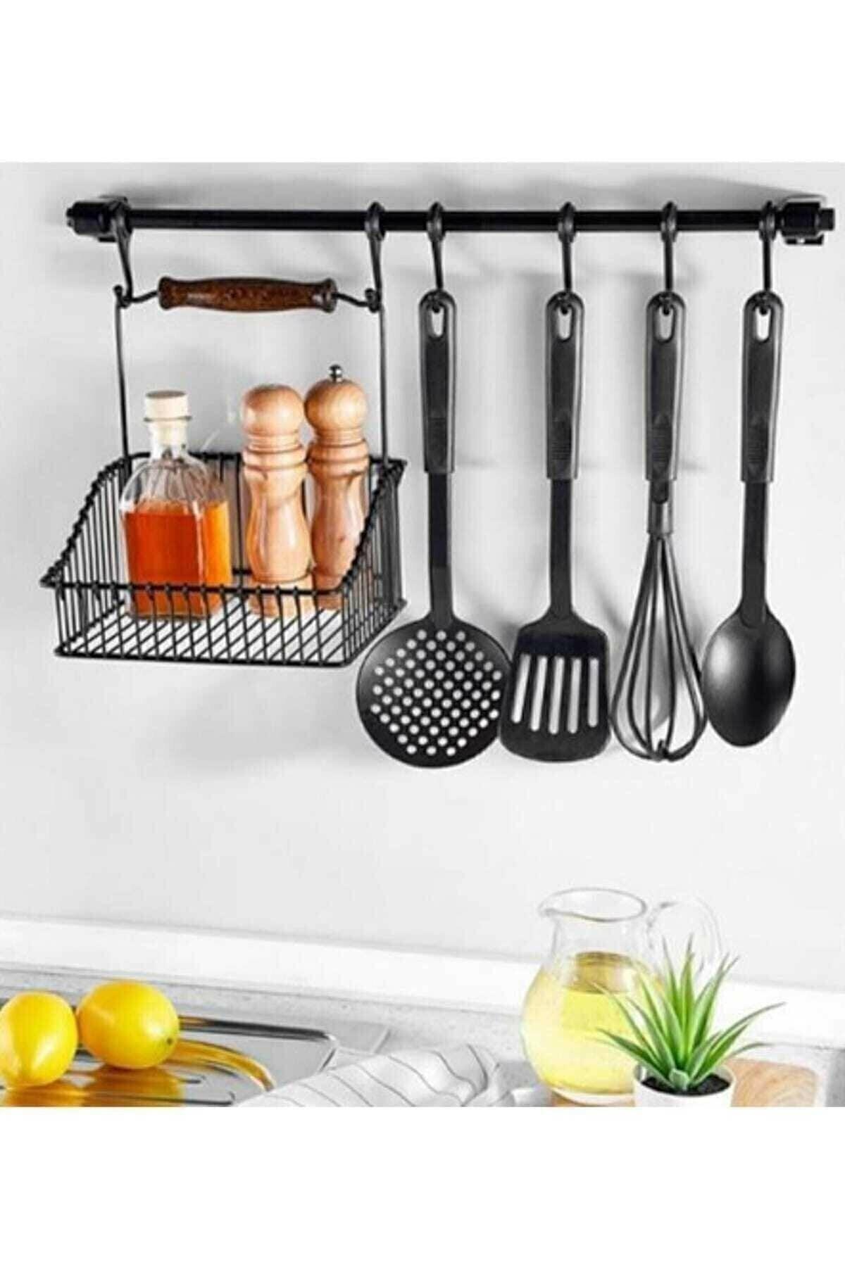 Wall Rail Hanger Black Hanger Kitchen Hanger Hanger With Basket - M5 - Swordslife