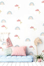 Wall Sticker Kids Room - Pink Rainbow Cloud And Stars Decorative Wall Ornament - Swordslife