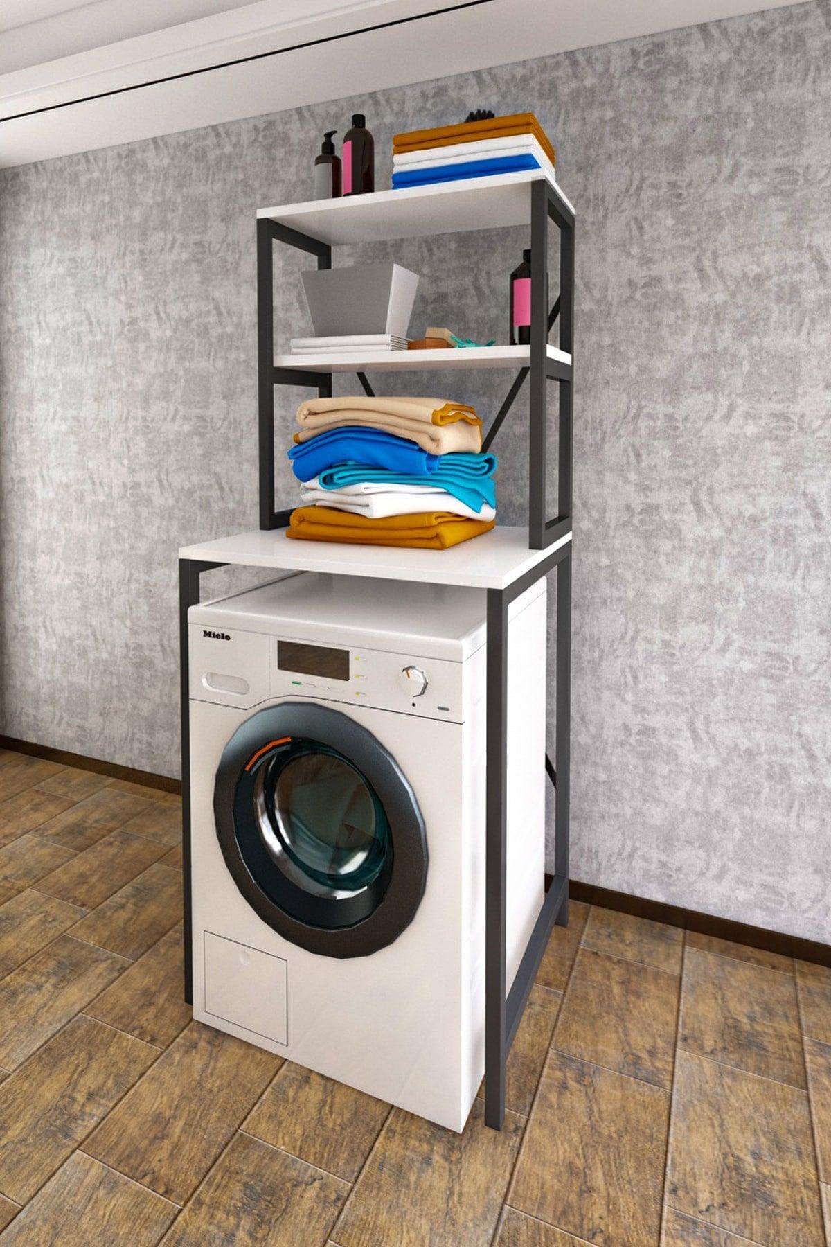 Washing Machine Top Organizer Shelf Bathroom Cabinet Shelf Machine Top Cabinet Shelf 3 Shelves White - Swordslife