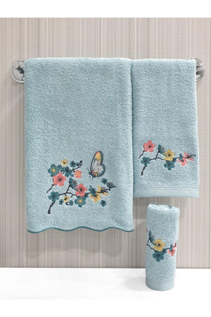 Wavy Edge Embroidered 3-Piece Towel Set 30x50 / 40x60 / 50x90 Cm - Swordslife