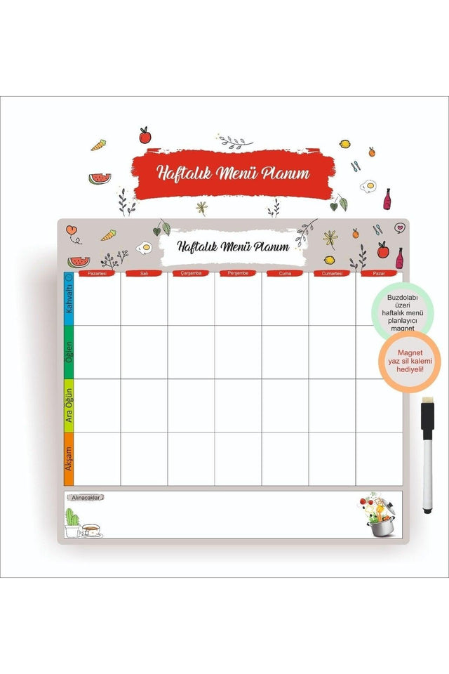 Weekly Menu Planner Magnet 33x31 Cm