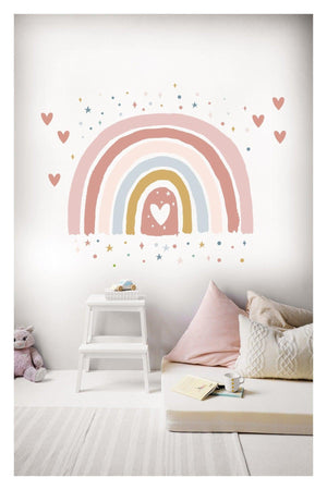 Weiche Farbe gepolsterte Sterne Herzen und Regenbogen Dekorative Kinder Zimmer Wand Münze Wandaufkleber - Swordslife