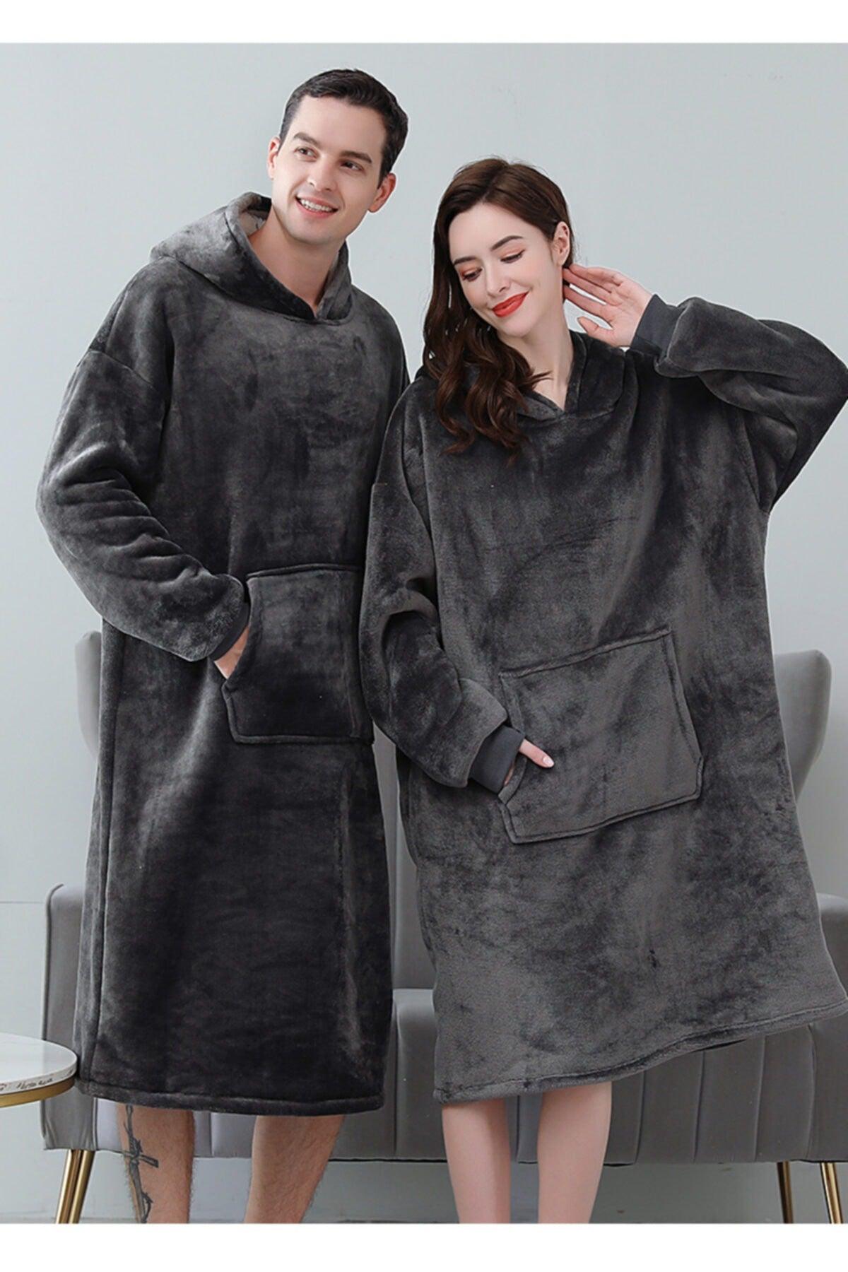 Wellsoft Single Wearable Tv Blanket with Hood - Anthracite - Swordslife