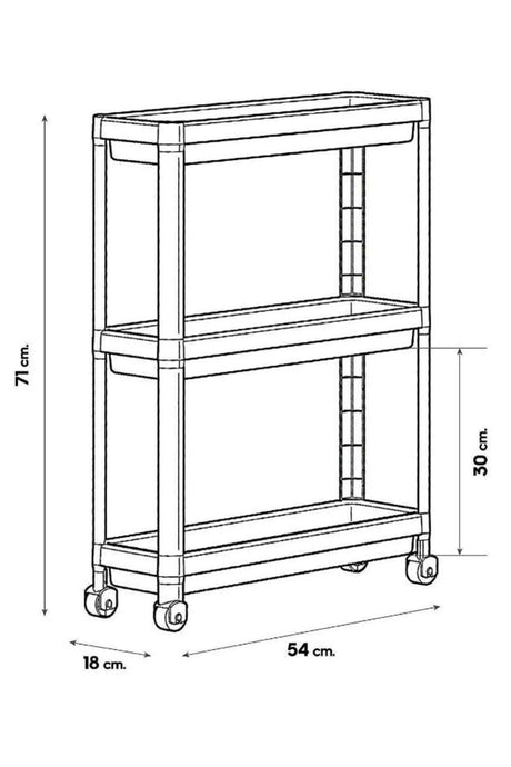 3 Tiers Plastic Kitchen Shelf Bathroom Shelf Bathroom Organizer With Wheels White - Swordslife