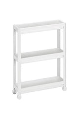 Wheeled Unit 3 Tiers White Bathroom Kitchen Shelf - Swordslife