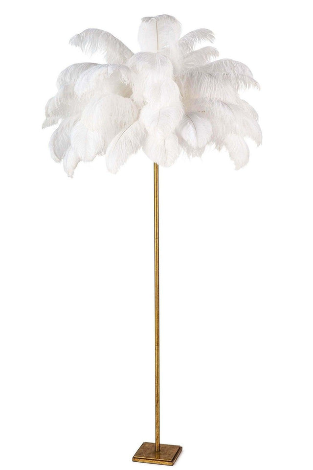 White Ostrich Feather Flat Body Floor Lamp - Swordslife