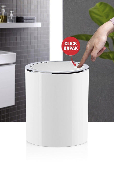 White Chrome Round Dustbin - Swordslife